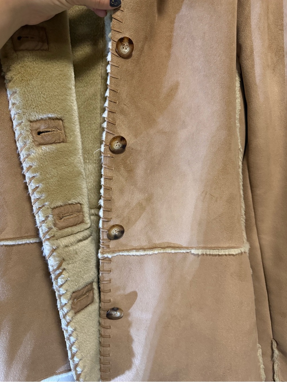 Jones New York Faux Suede Fur Lined Coat Size Large NWOT - Picture 5 of 9